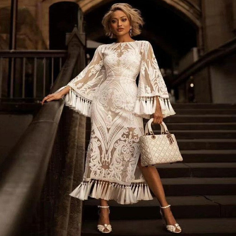 Lunira Lace Tassel Maxi Dress