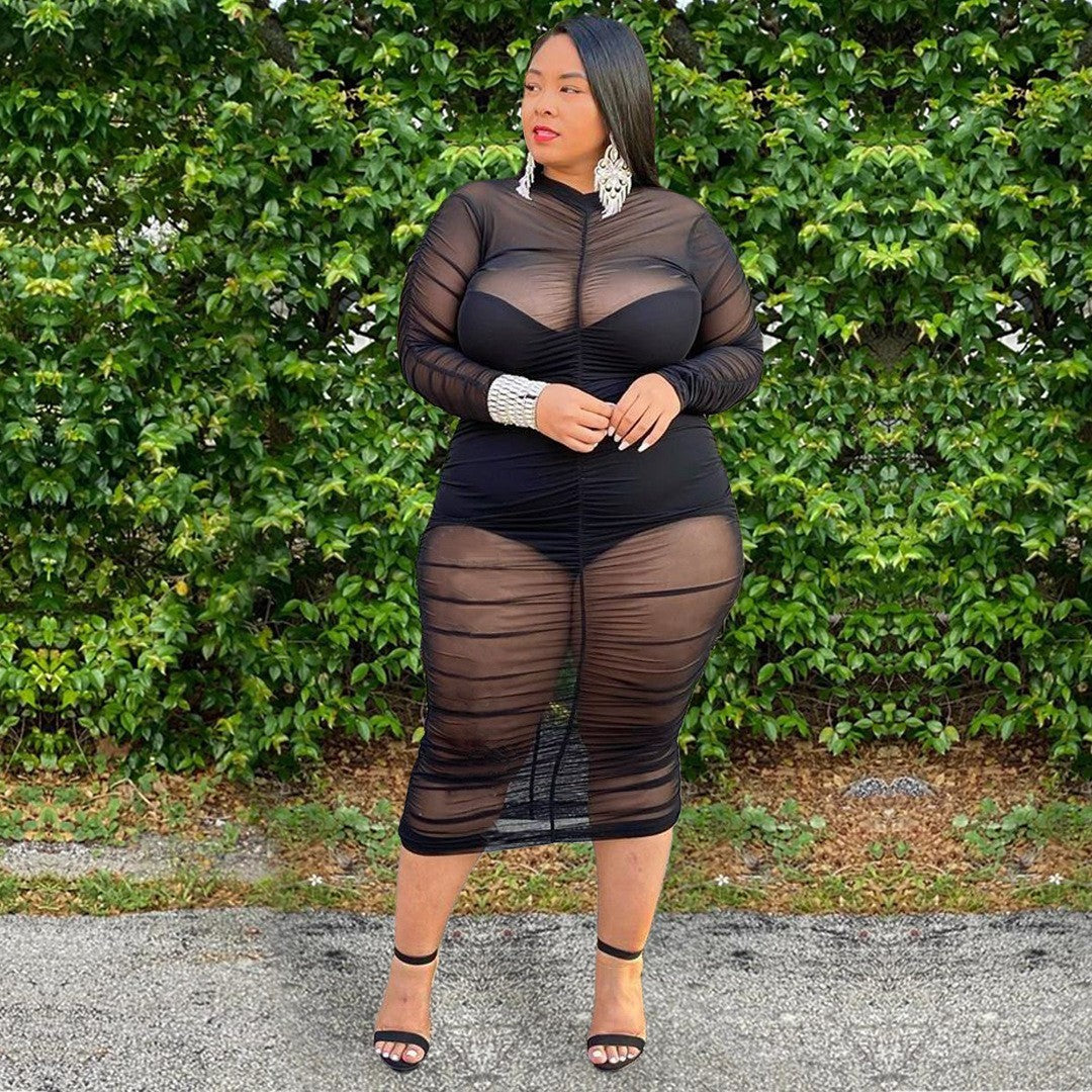 Mireya Plus Size Mesh Bodycon Dress
