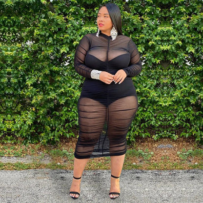 Mireya Plus Size Mesh Bodycon Dress