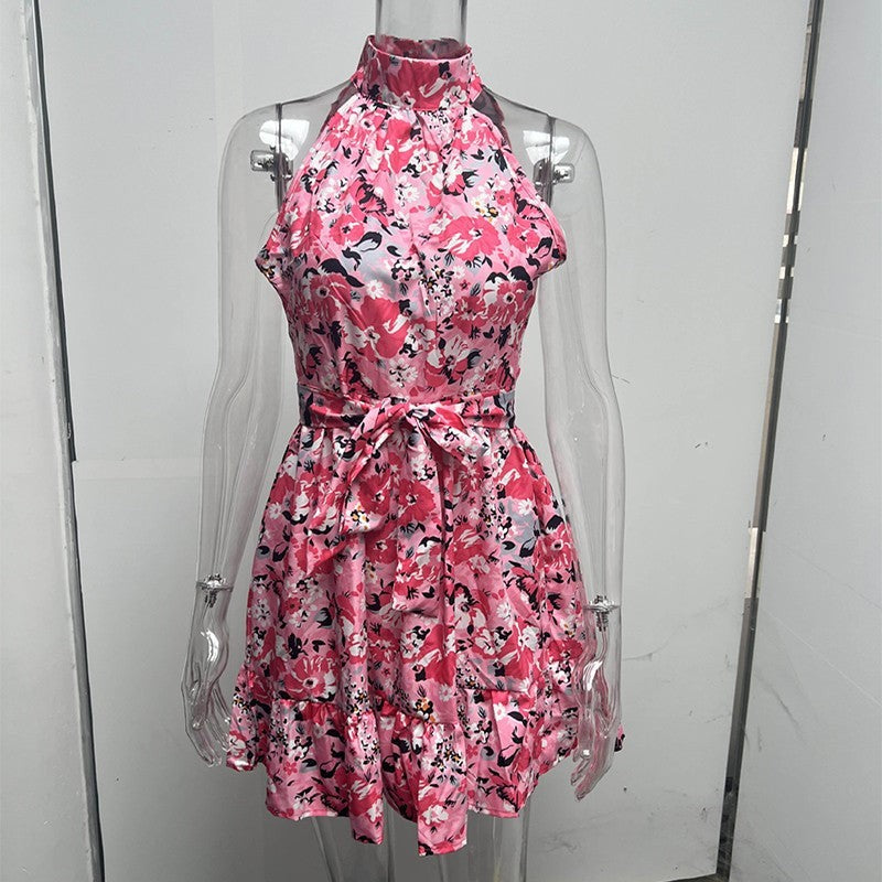 Zelina Floral Halter Dress